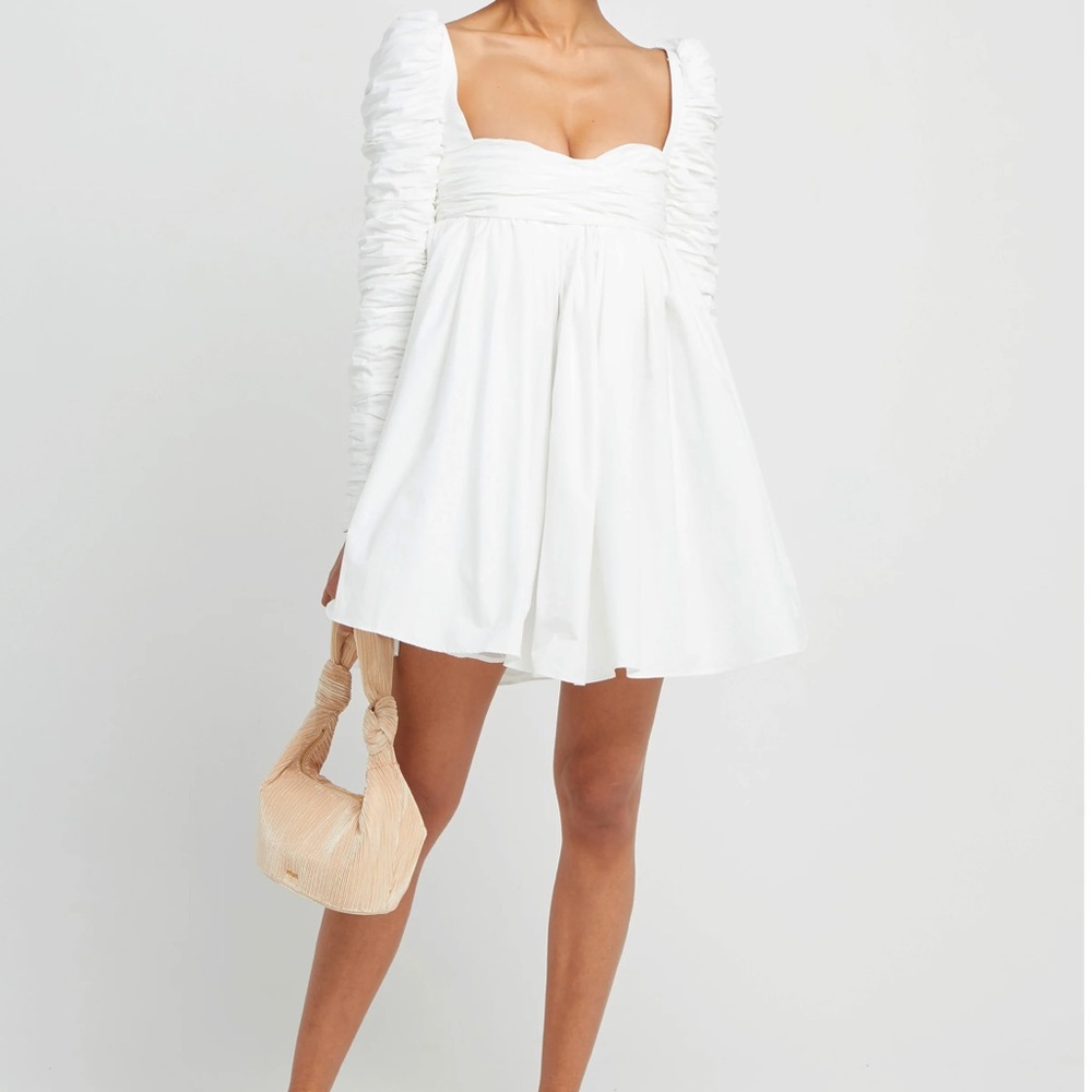 Storets White Ruched mini dress